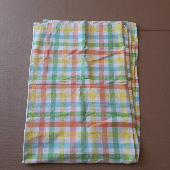 Plaid Picnic Tablecloth Summer Citrus Colors Cottage Core Farm  77"x54" VTG - Picture 1 of 8